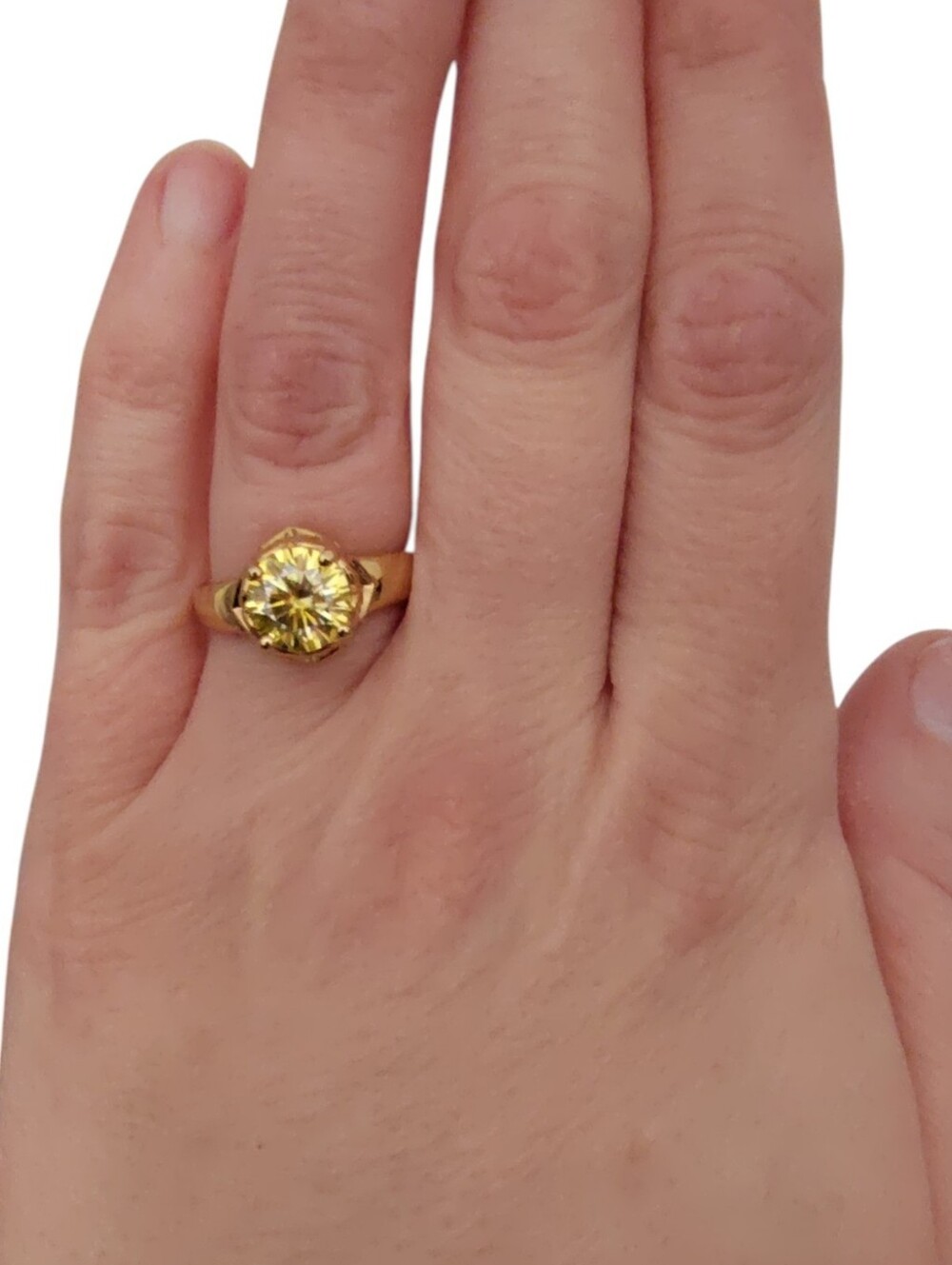 JTV Moissanite Fire® Yellow 1.90ct Diamond Equivalent Weight Ring Size 6 - Picture 3 of 10